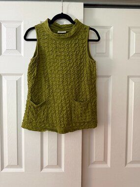 Komil Textured Cotton Mock Neck Sleeveless Top Size S